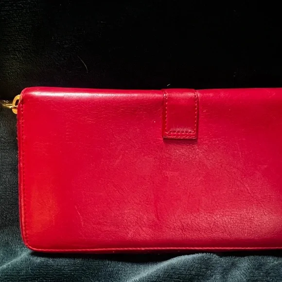Saint Laurent red long wallet  Black Dust Bag and Box. **AUTHENTIC** - Picture 5 of 14
